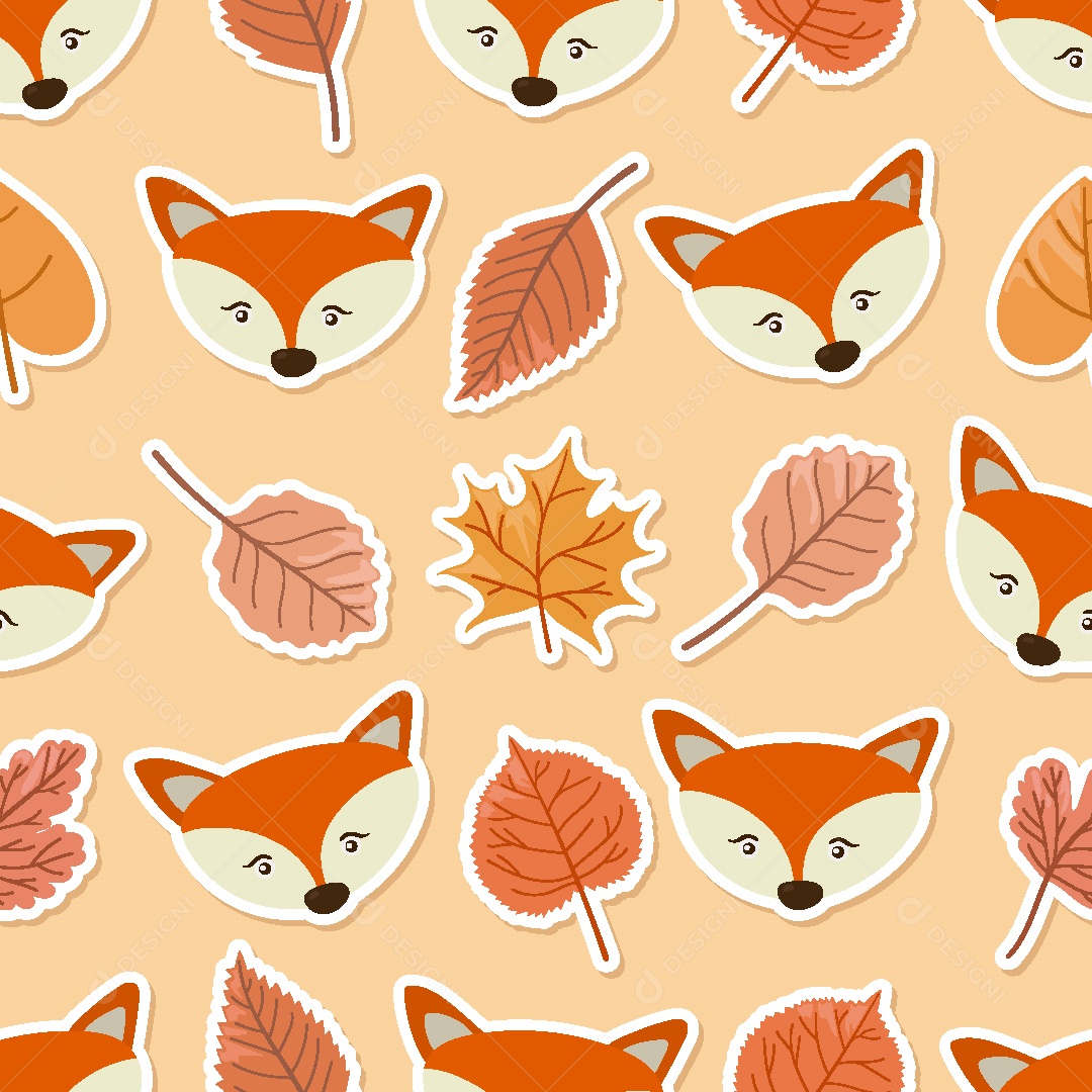 Padrão de Papel de Parede de Animais e Folhas Vetor EPS