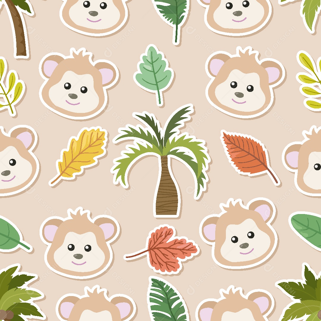 Padrão de Papel de Parede de Macacos Vetor EPS