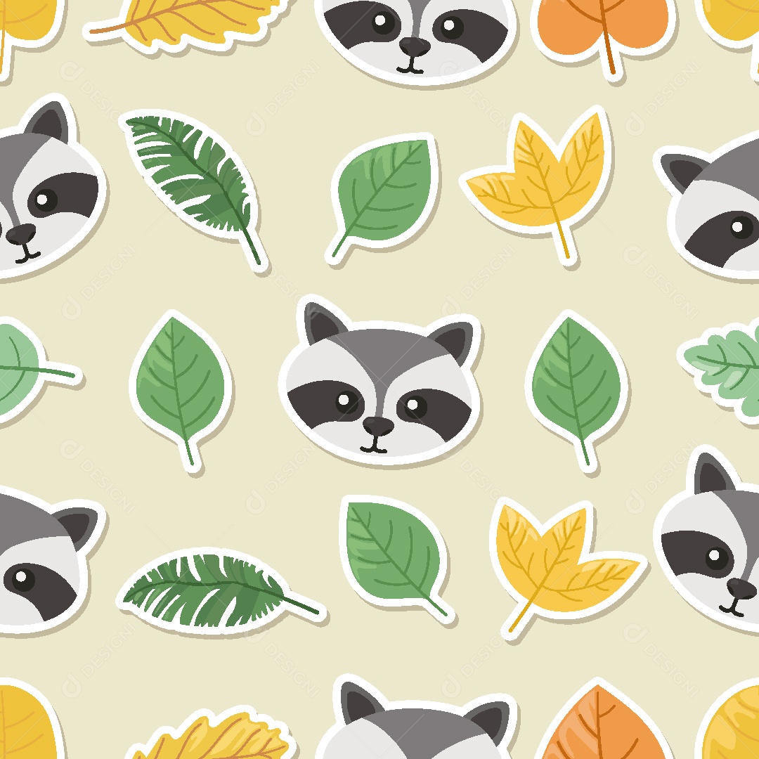 Padrão de Papel de Parede de Guaxinim Vetor EPS