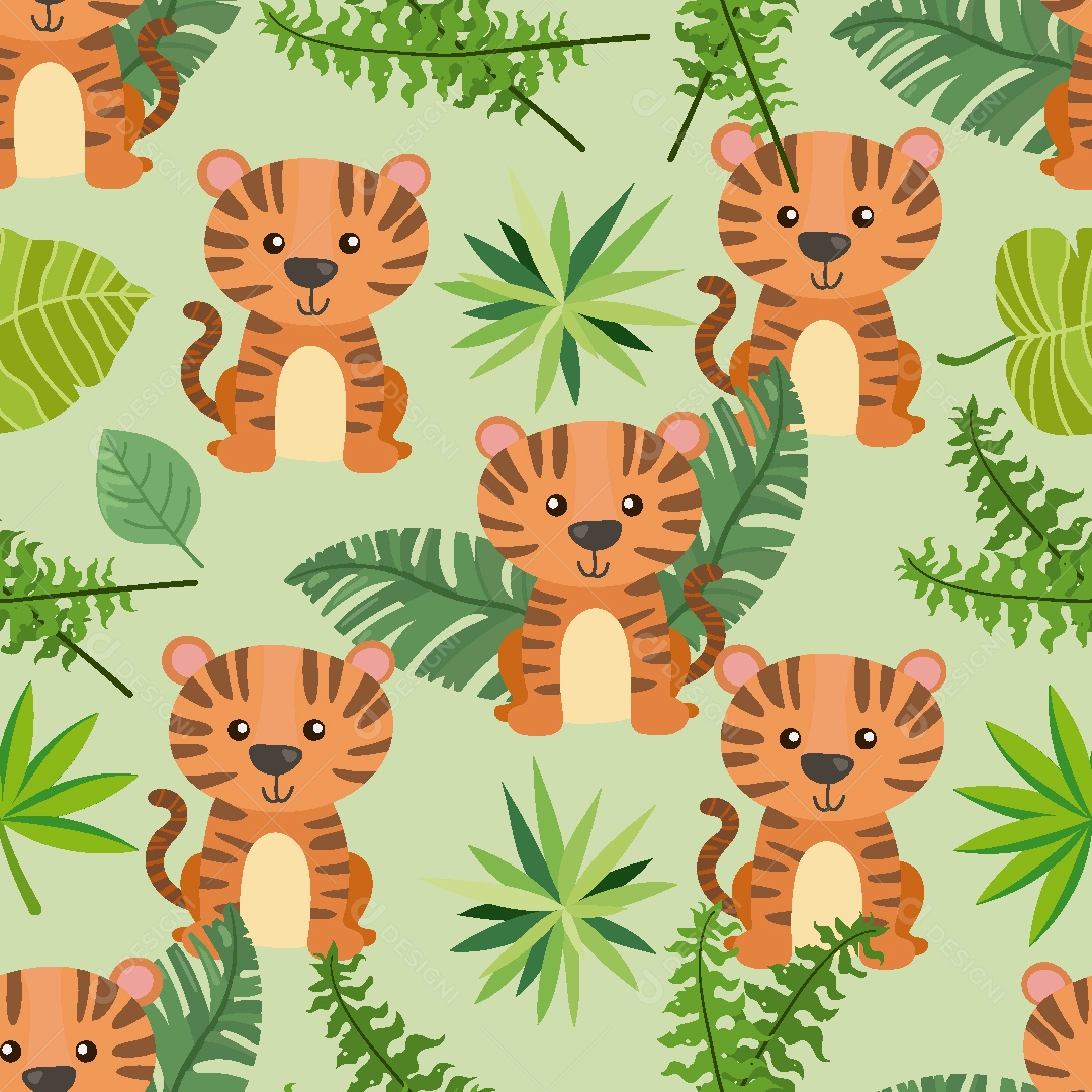 Padrão de Papel de Parede de Tigre Vetor EPS