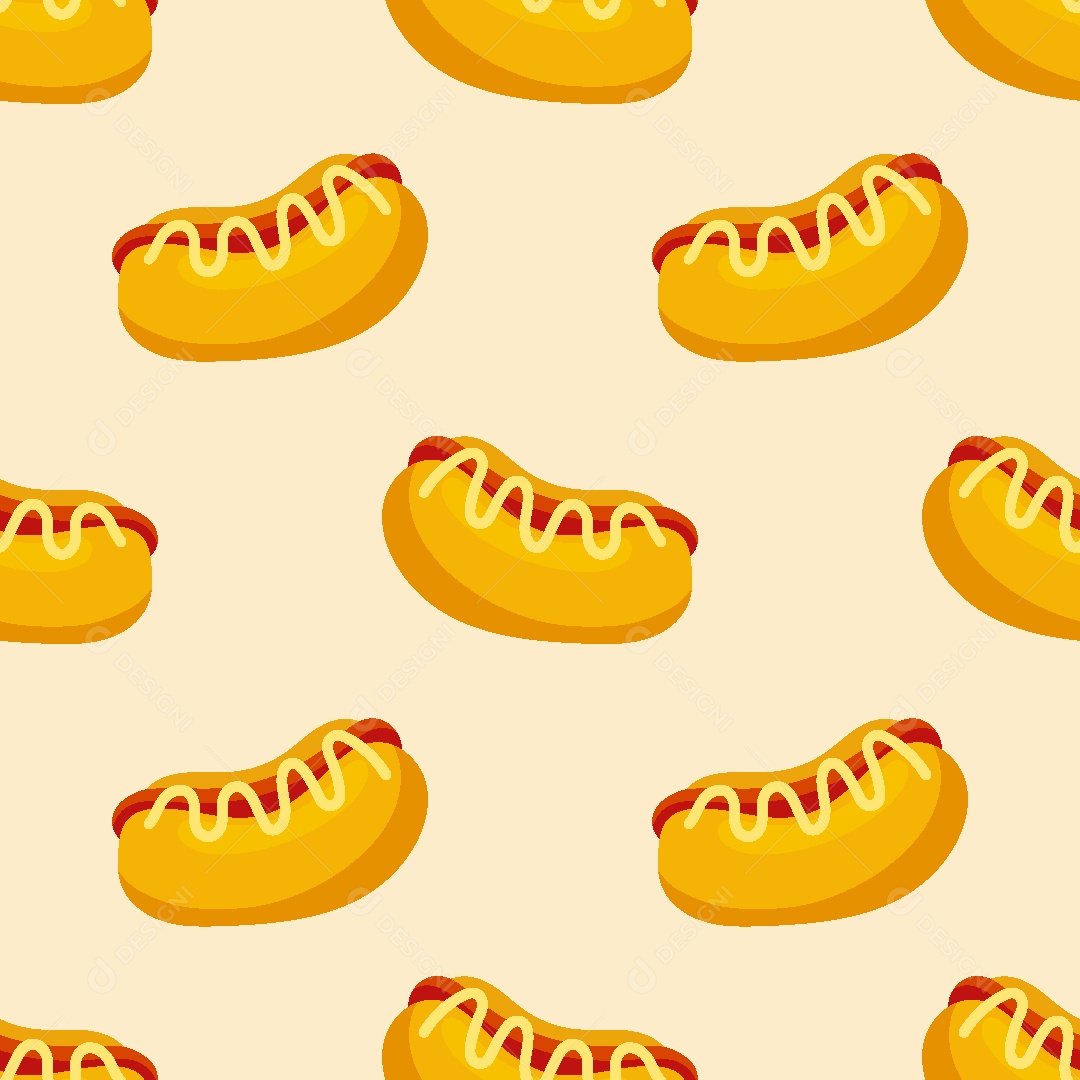 Padrão de Papel de Parede de Cachorro Quente Vetor EPS