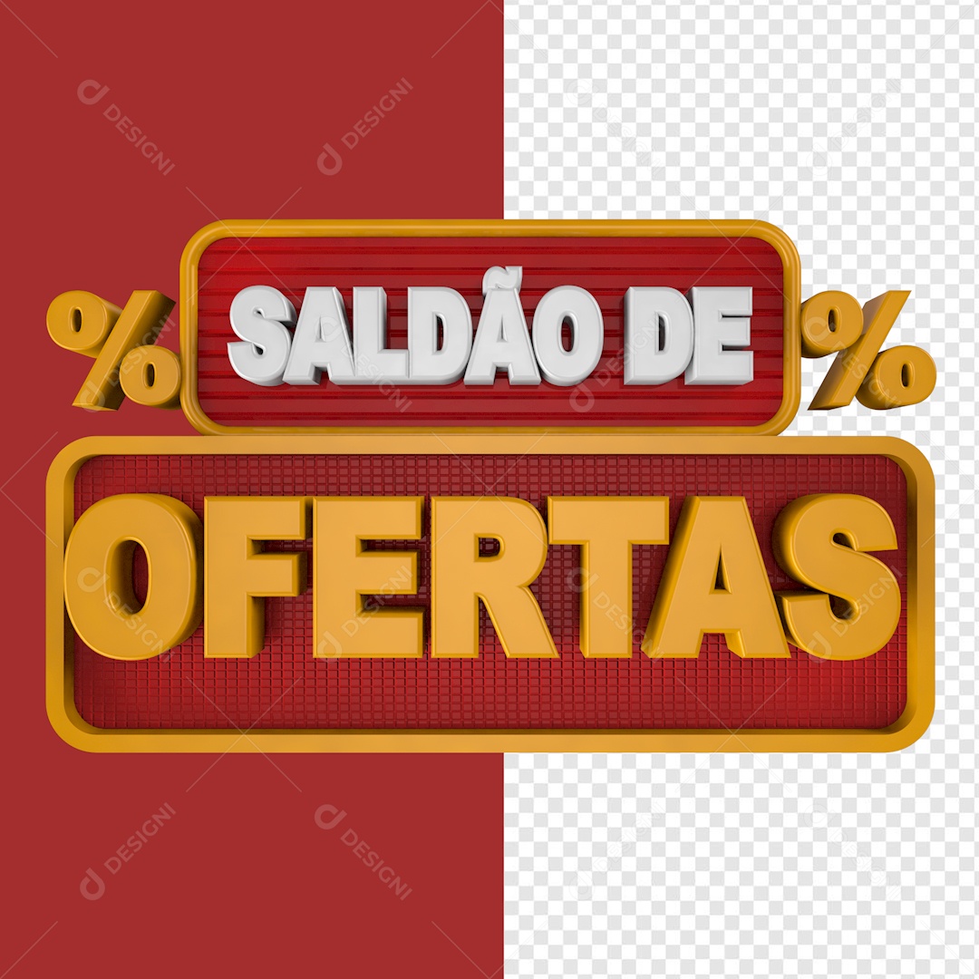Saldão de Ofertas Selo 3D Vermelho e Branco para Composição PSD