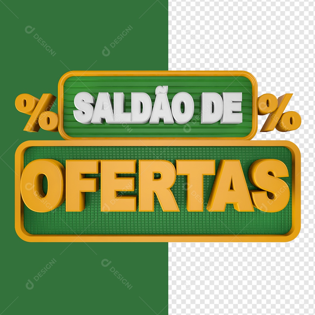 Saldão de Ofertas Selo 3D Verde e Branco para Composição PSD