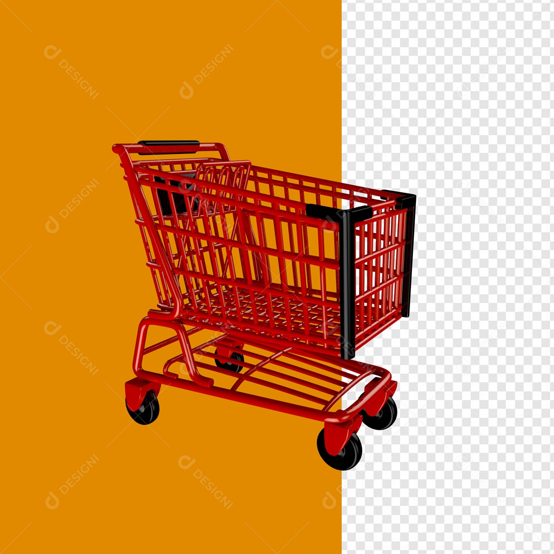 Supermarket Trolley 3D Element for PSD Composition