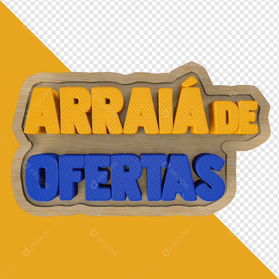 Arraiá de Ofertas Selo 3D Amarelo e Azul para Composição PSD