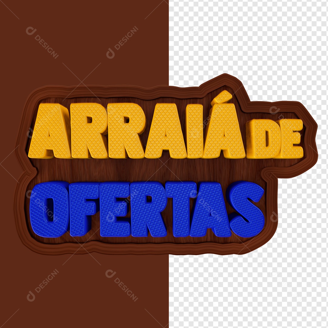Arraiá de Ofertas Selo 3D Marron Amarelo e Azul para Composição PSD