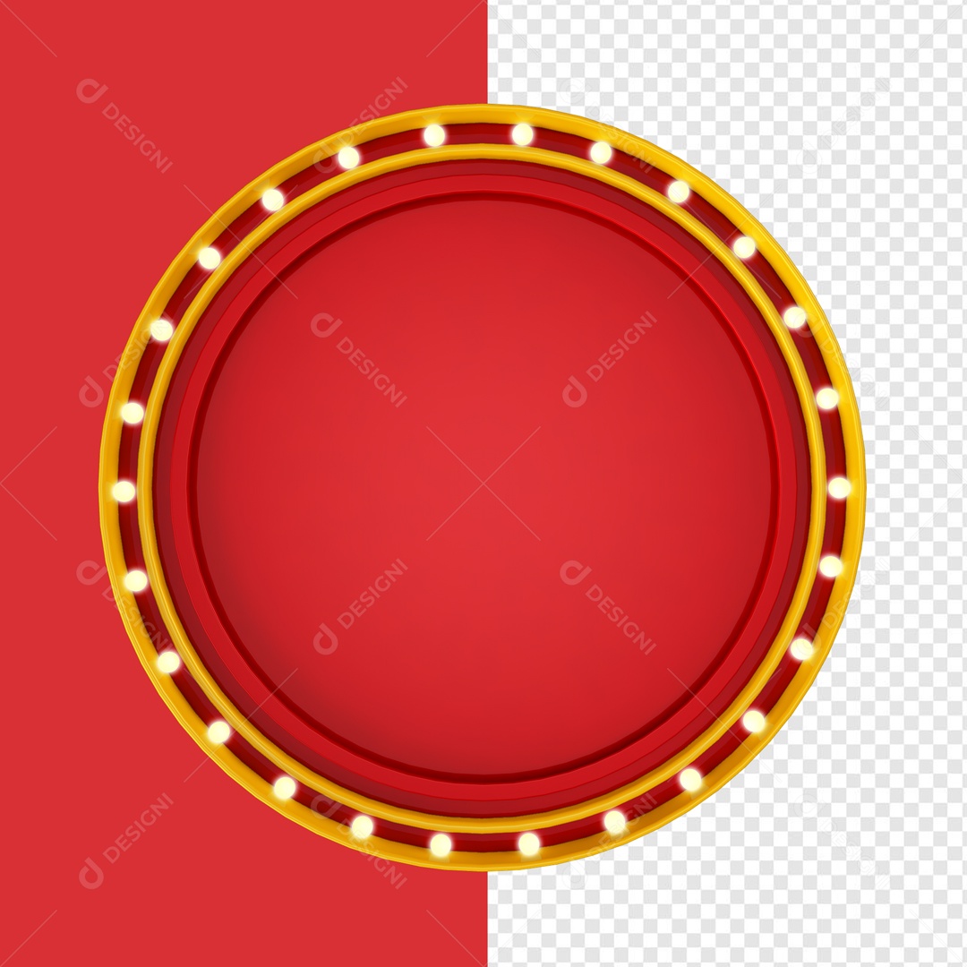 Placa de Metal e LED Elemento 3D Vermelho e Amarelo para Composição PSD