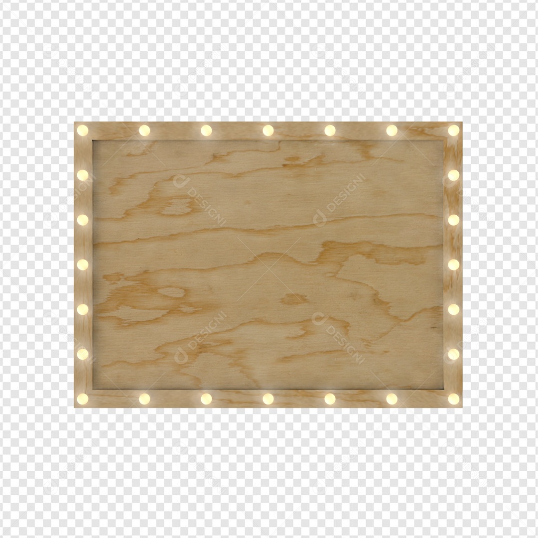Placa de Madeira com LED Elemento 3D para Composição PSD