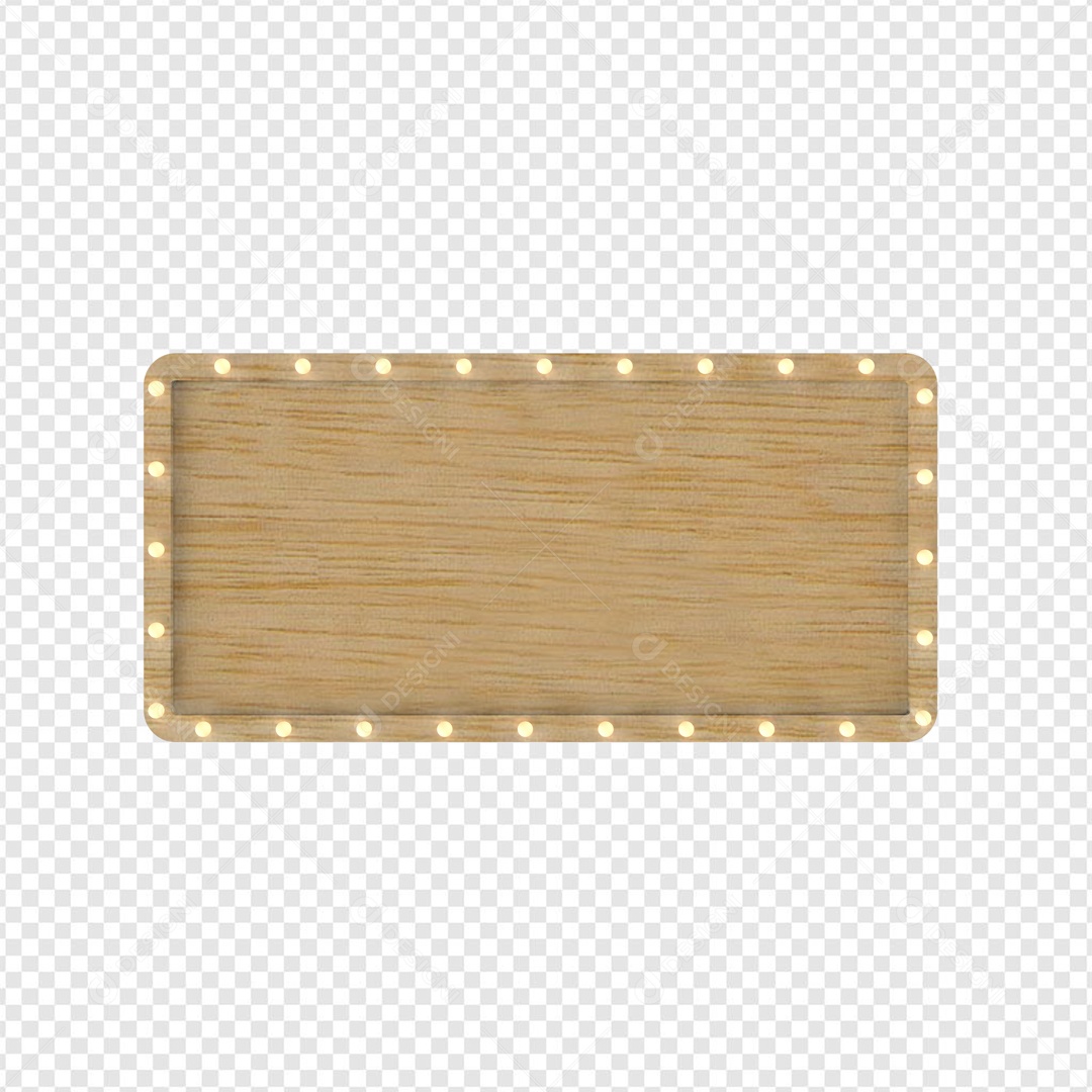 Placa de Madeira com LED Elemento 3D Marron para Composição PSD
