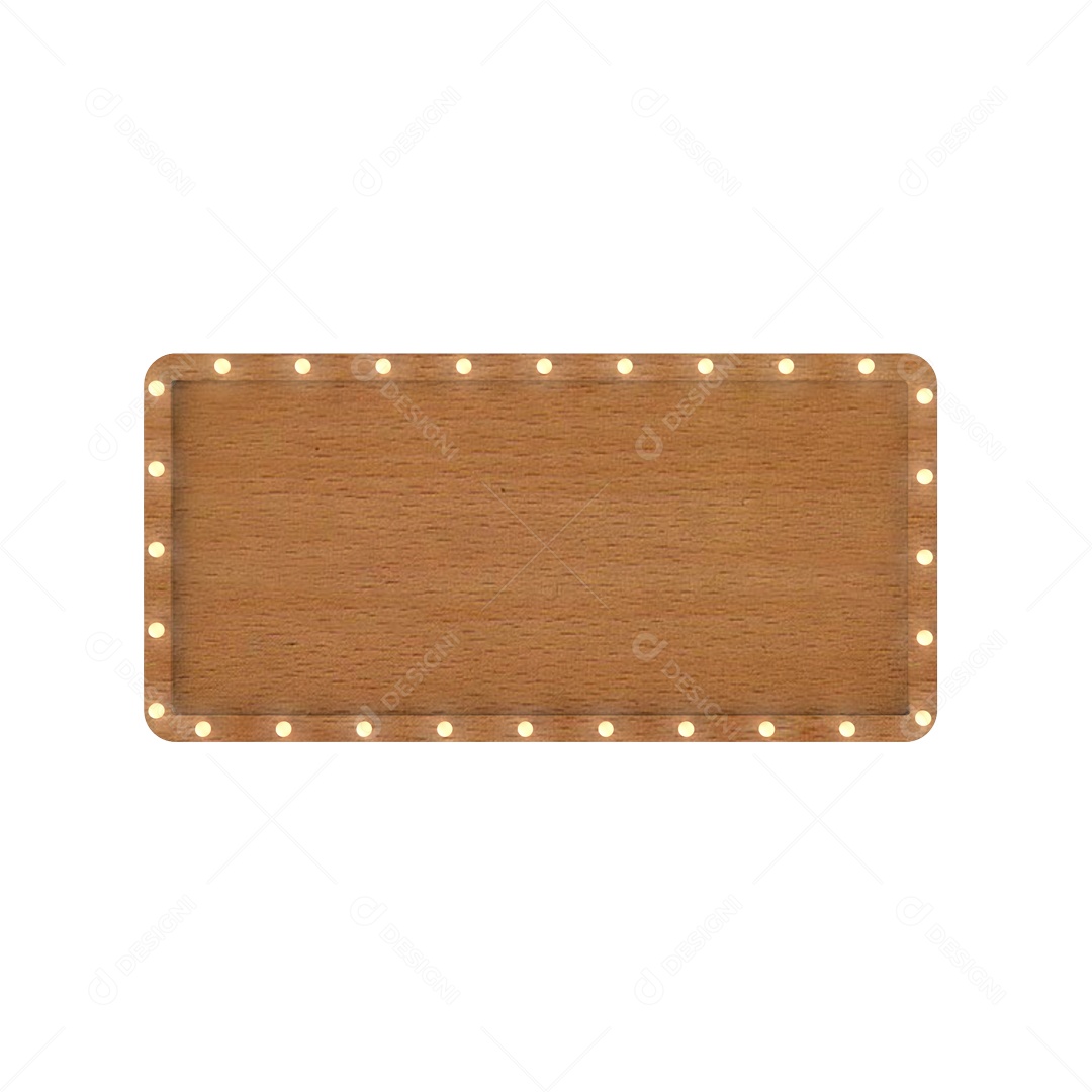 Placa de Madeira com LED Amarelo Elemento 3D para Composição PSD
