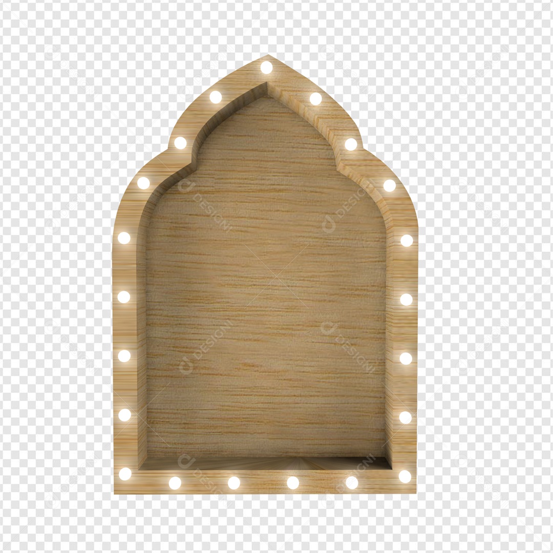 Elemento 3D Tábua de Madeira com LED para Composição PSD