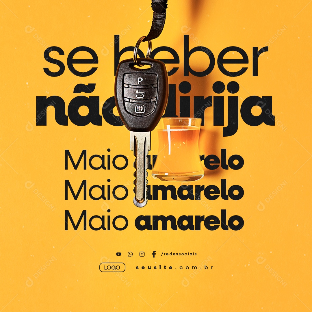 Maio Amarelo Se Beber Não Dirija Social Media PSD Editável