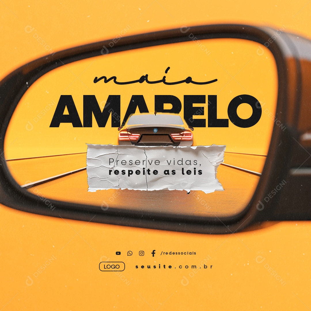 Maio Amarelo Preserve Vidas Respeite as Leis Social Media PSD Editável