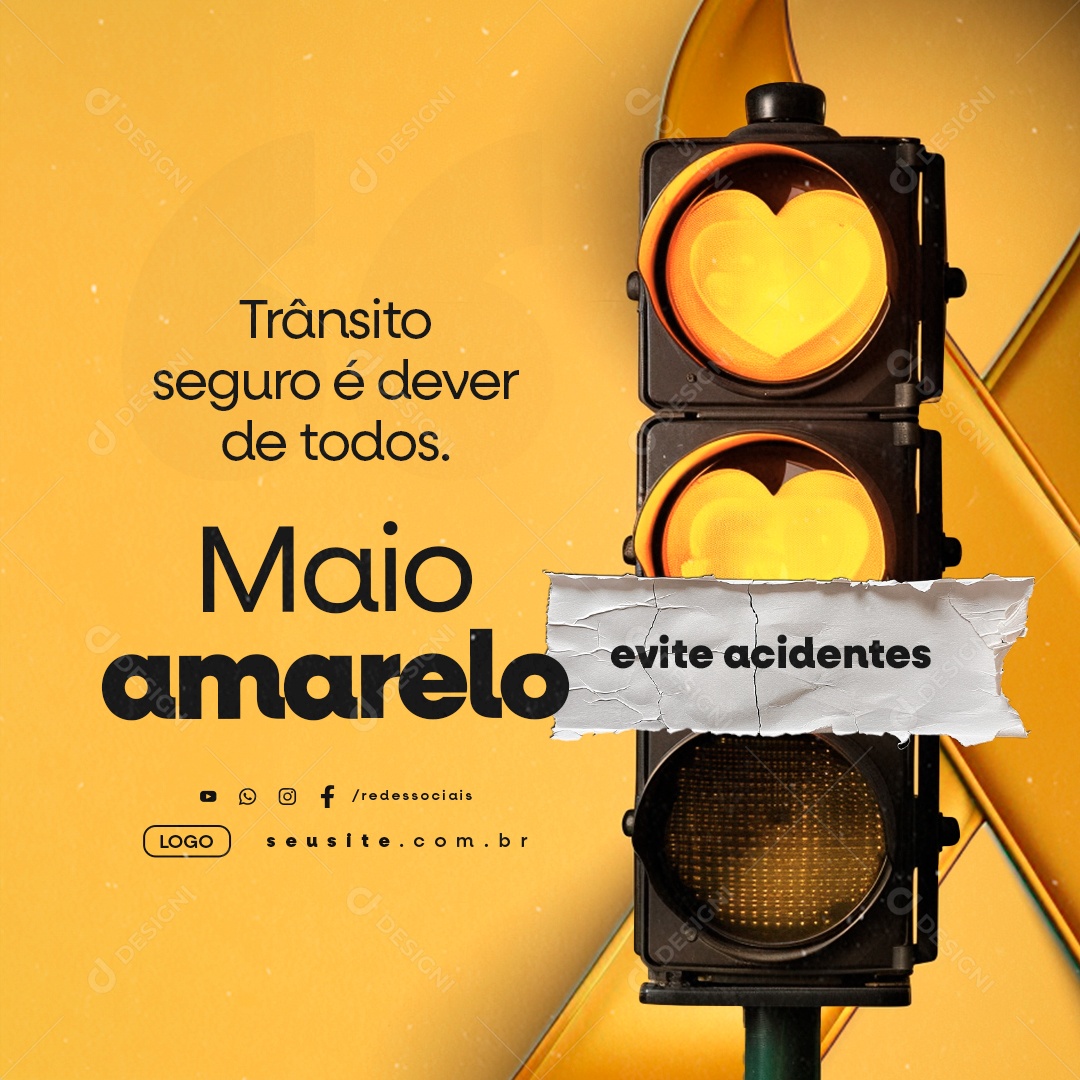 Maio Amarelo Trânsito Seguro Social Media PSD Editável
