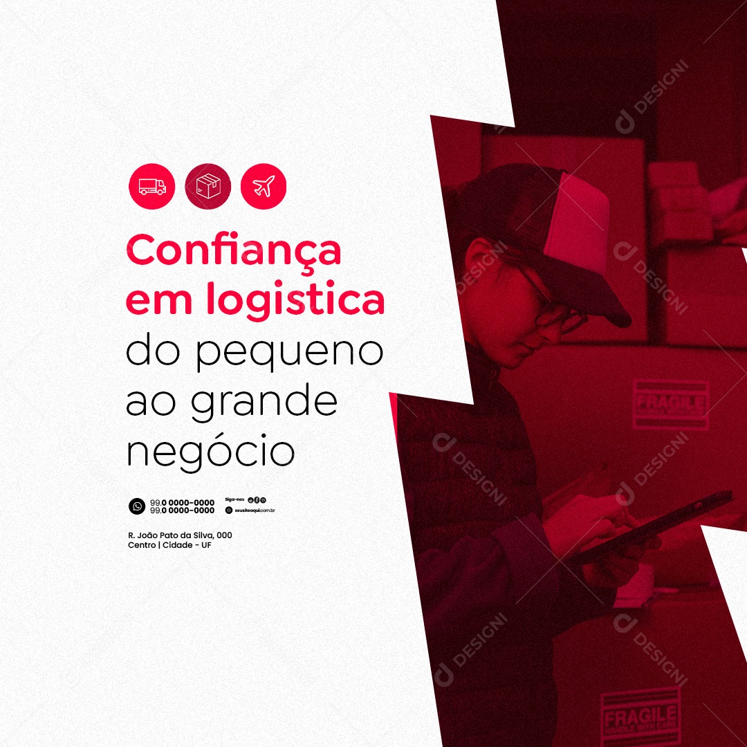 Entrega e Logística Confiança em Logistica Social Media PSD Editável