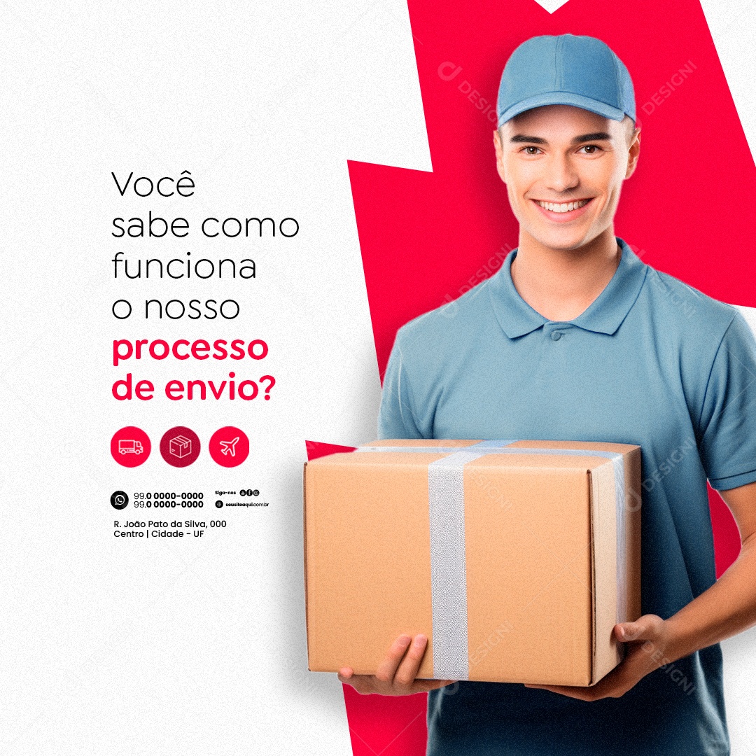 Entrega e Logística Você Sabe como Funciona o Processo de Envio Social Media PSD Editável
