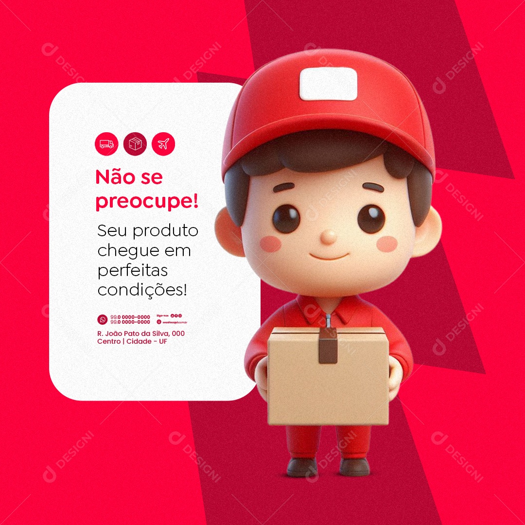 Entrega e Logística Não se Preocupe Social Media PSD Editável
