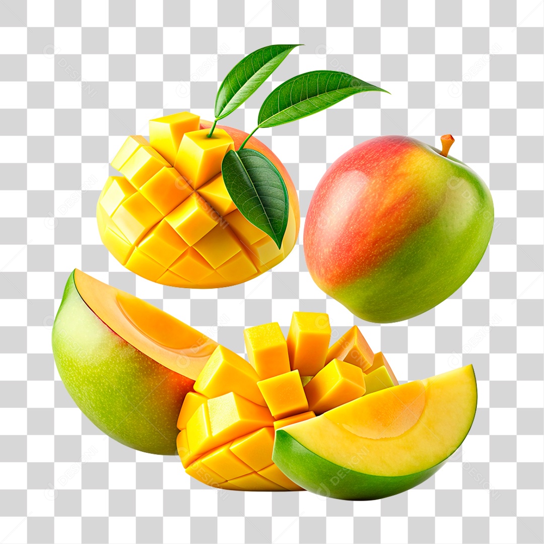 Mangas E fatias De Mangas flutuando Elemento 3D PNG Transparente