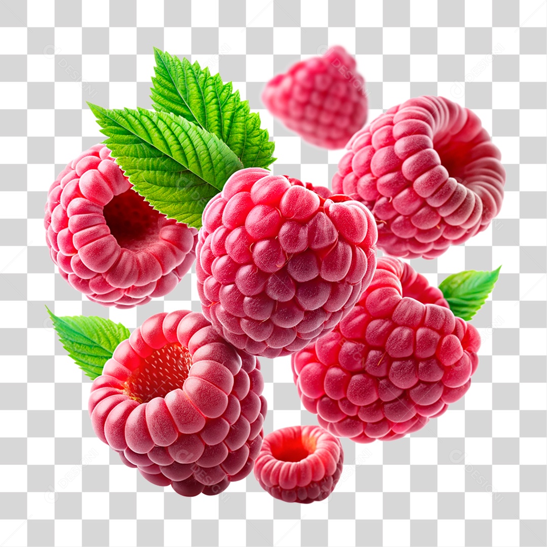 Framboesa Flutuando Elemento 3D PNG Transparente