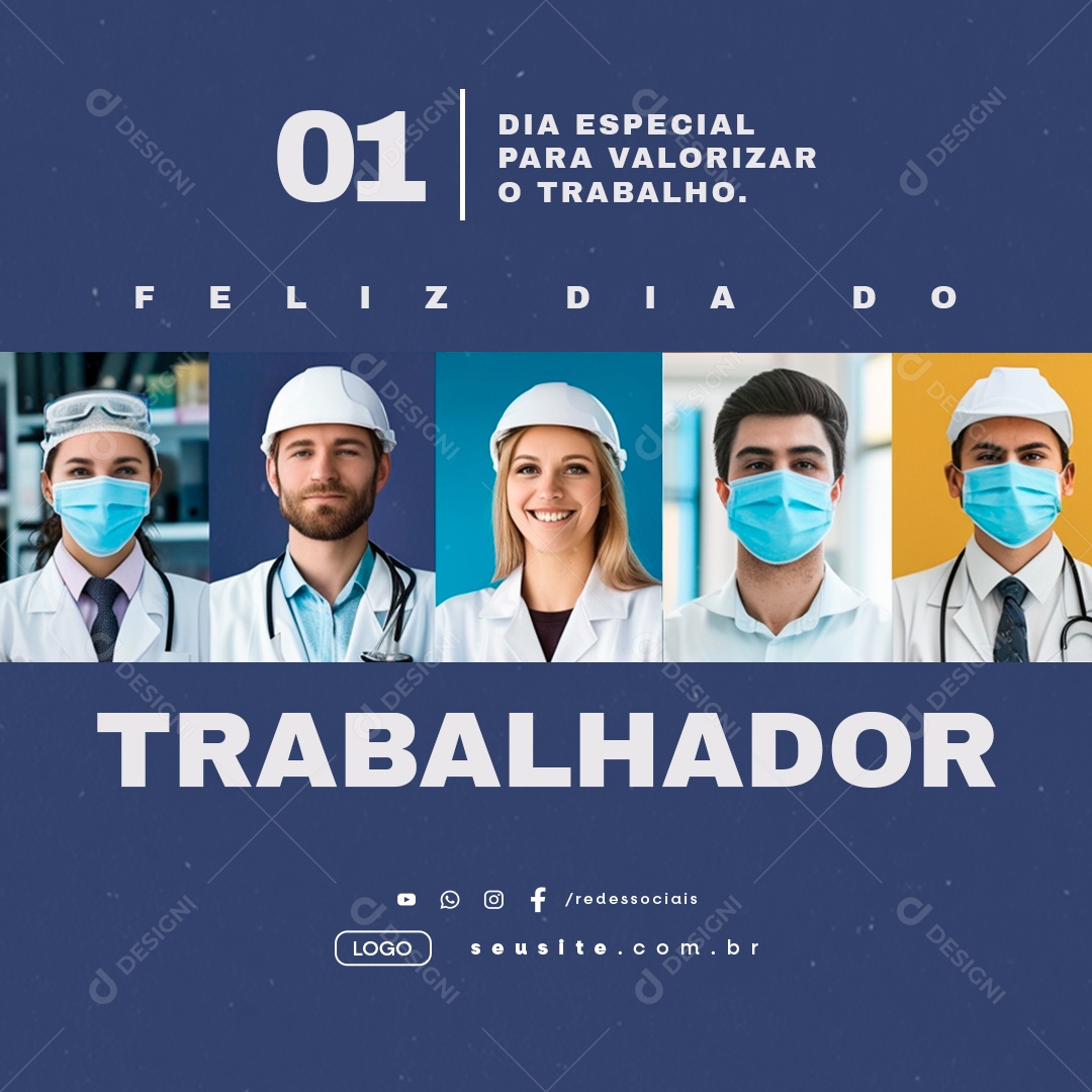 Social Media Feliz Dia Do Trabalhador 01 de Maio PSD Editável