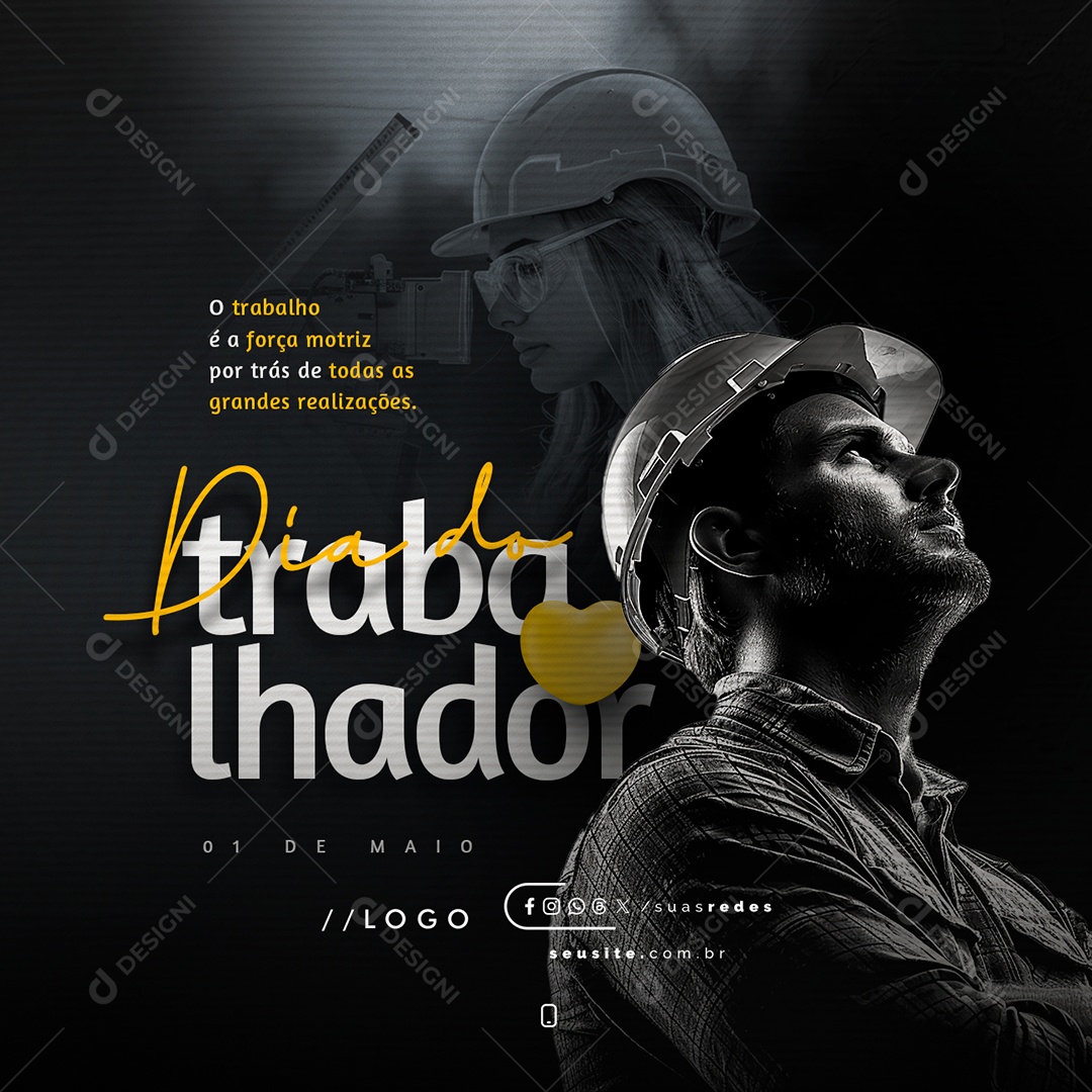 Dia Do Trabalhador 01 de Maio Social Media PSD Editável