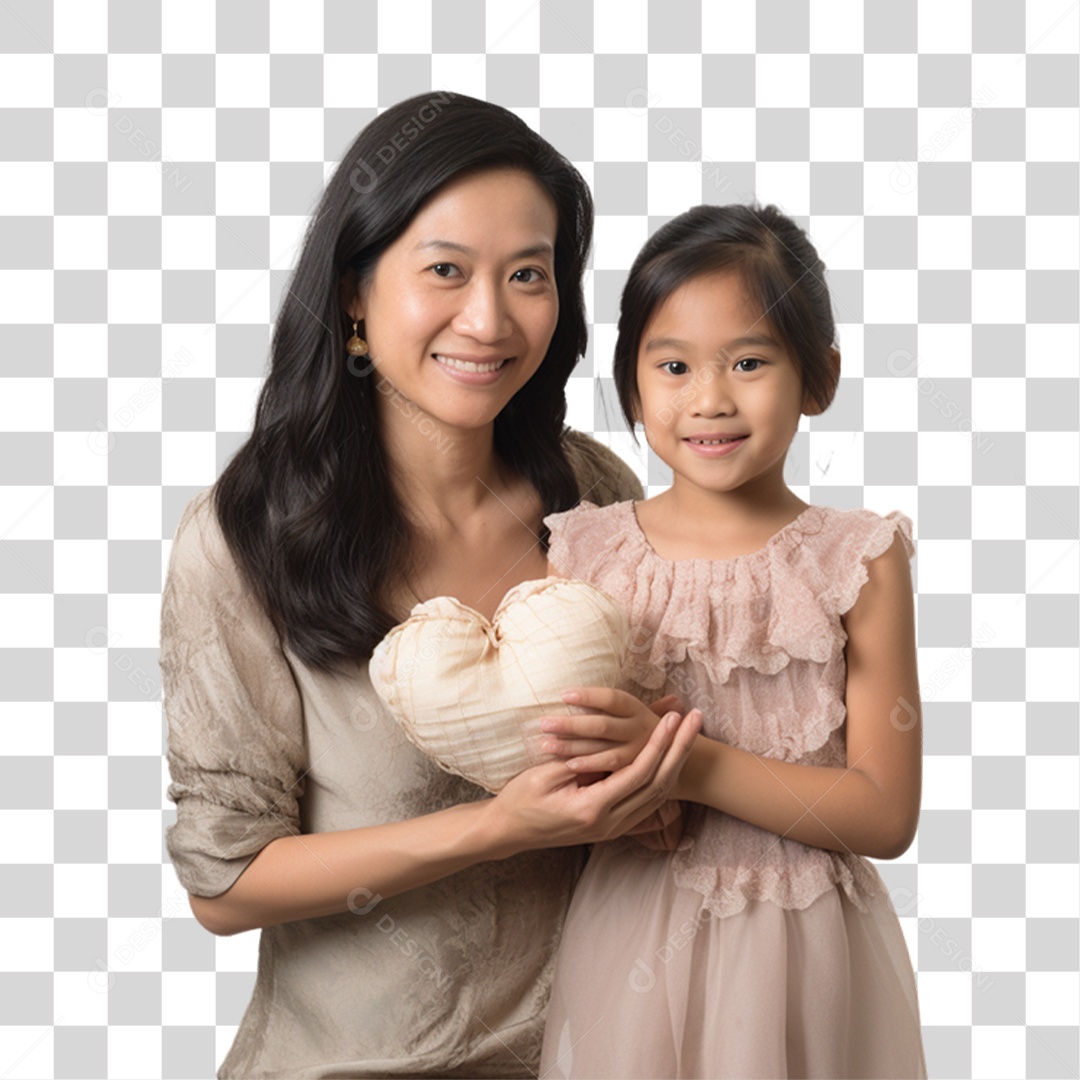 Mãe Recebendo Coração de suaFilha PNG Transparente