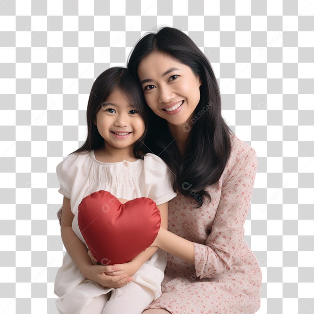 Mãe Recebendo Coração de suaFilha PNG Transparente