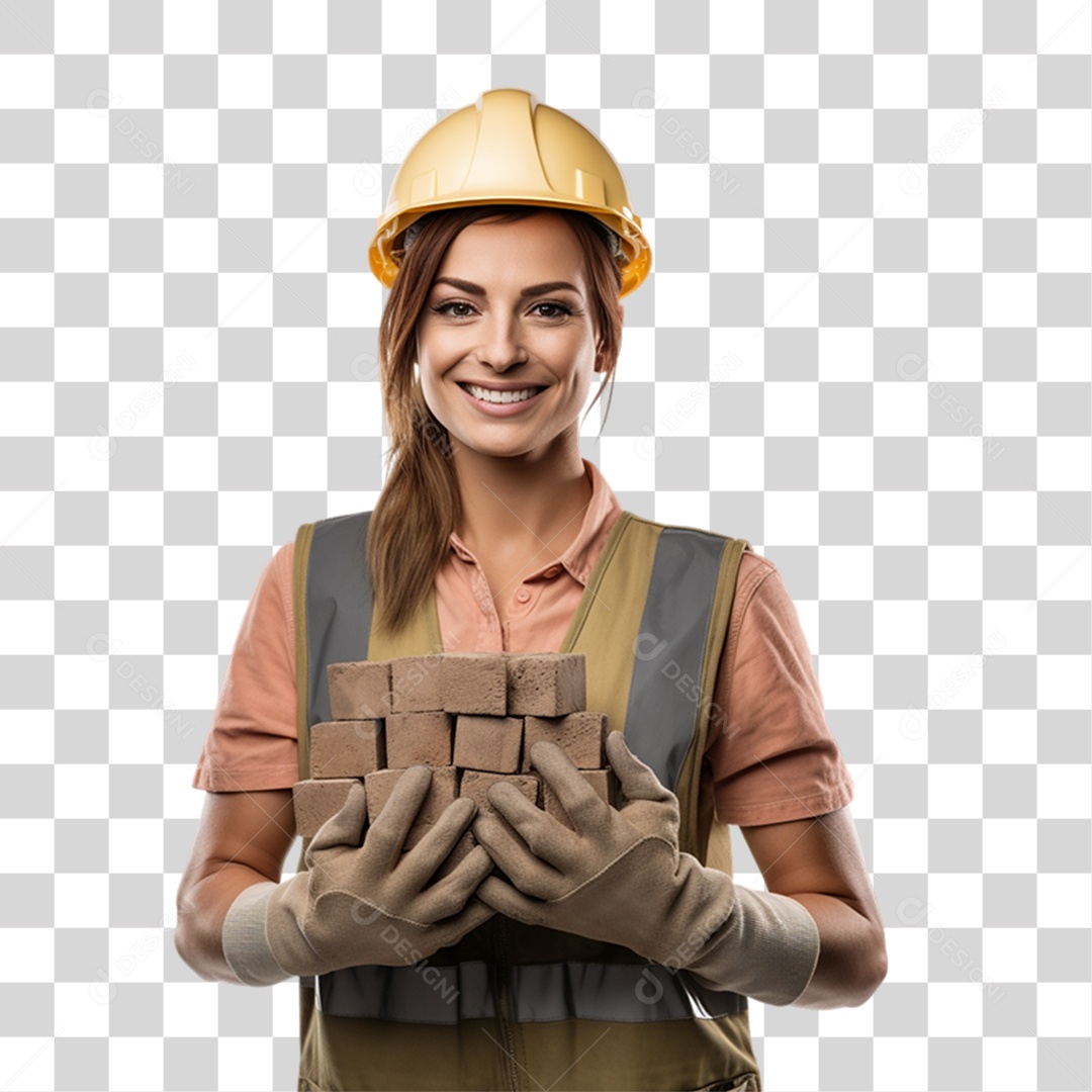 Mulher Mestre de Obras PNG Transparente