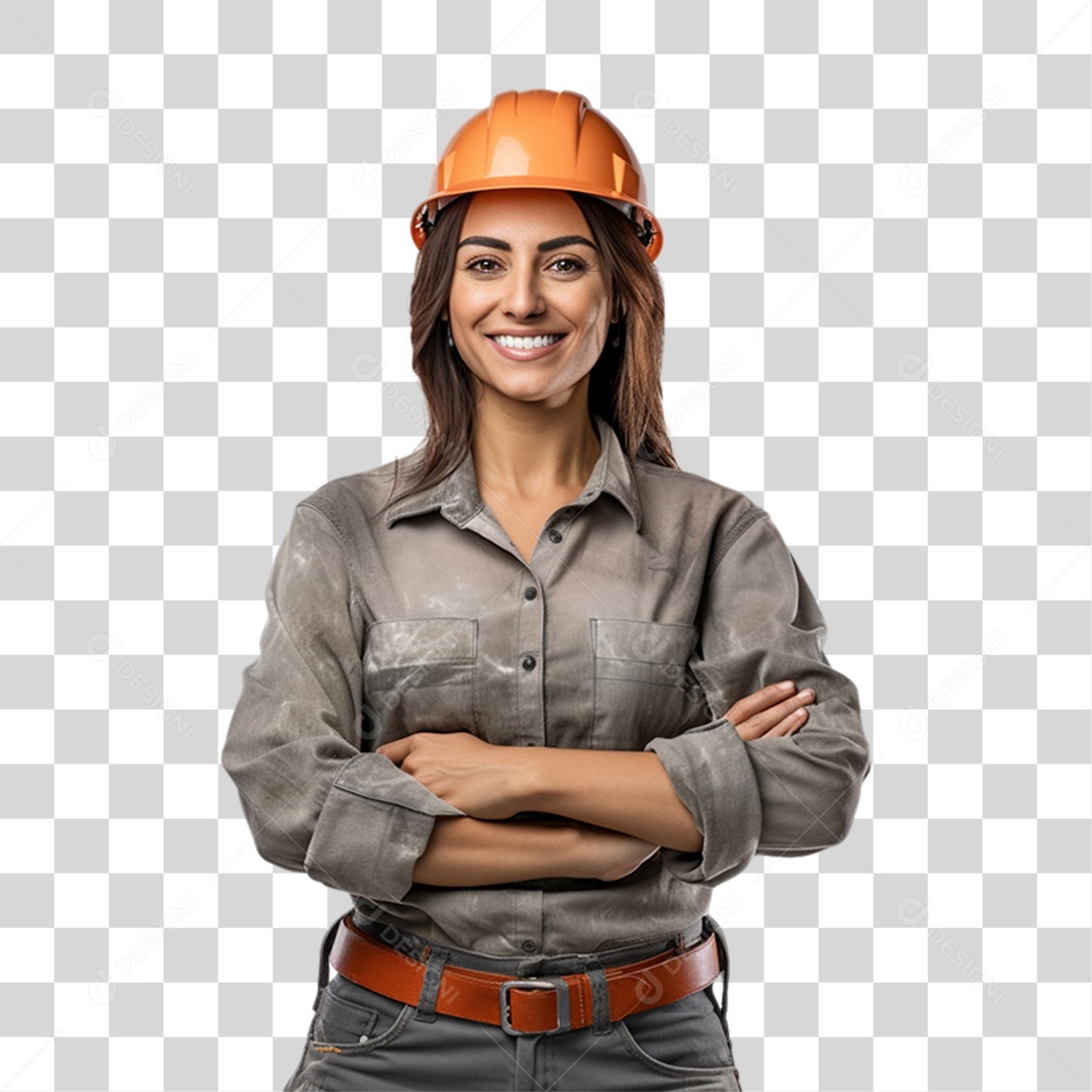Mulher Mestre de Obras PNG Transparente
