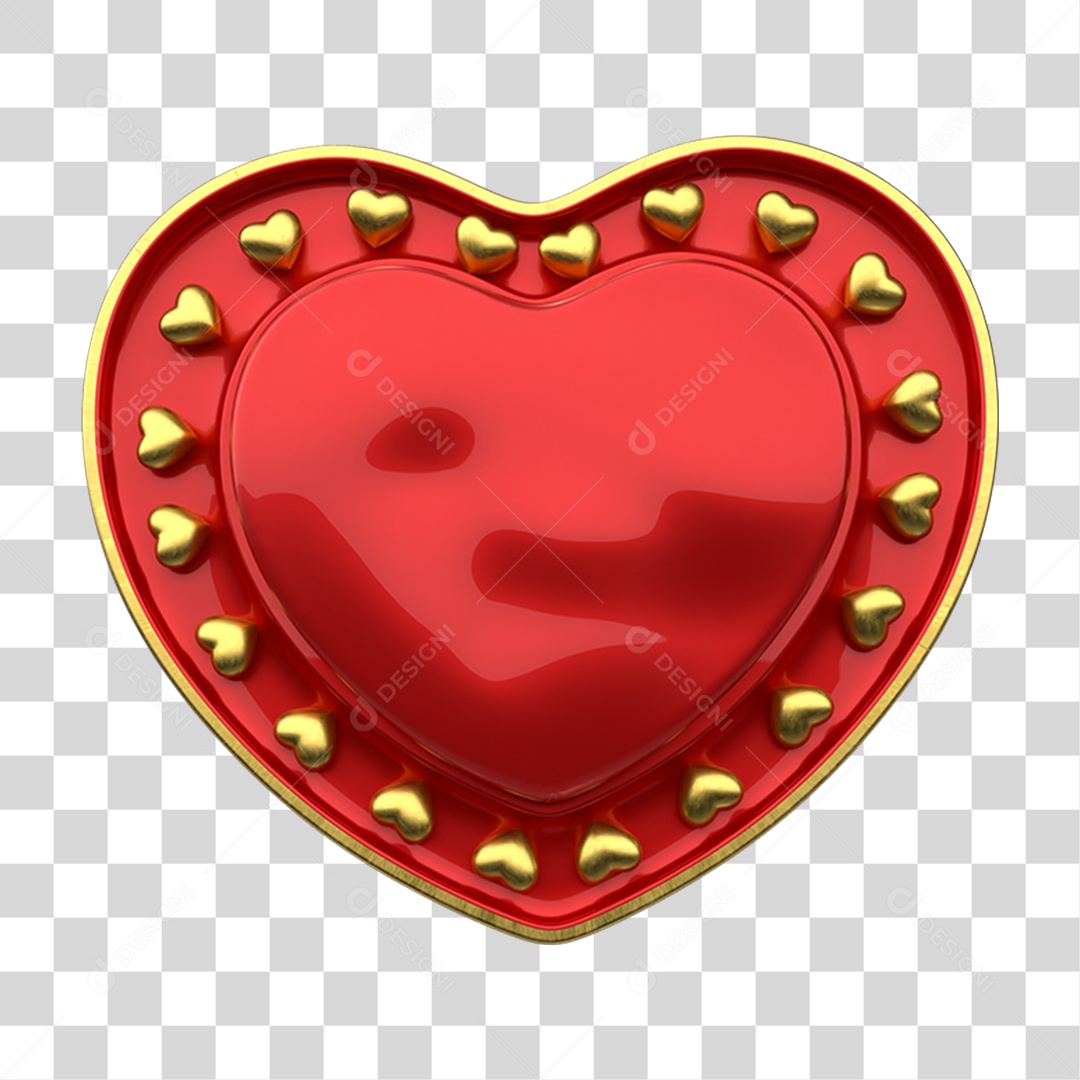 Elemento 3D Coração PNG Transparente