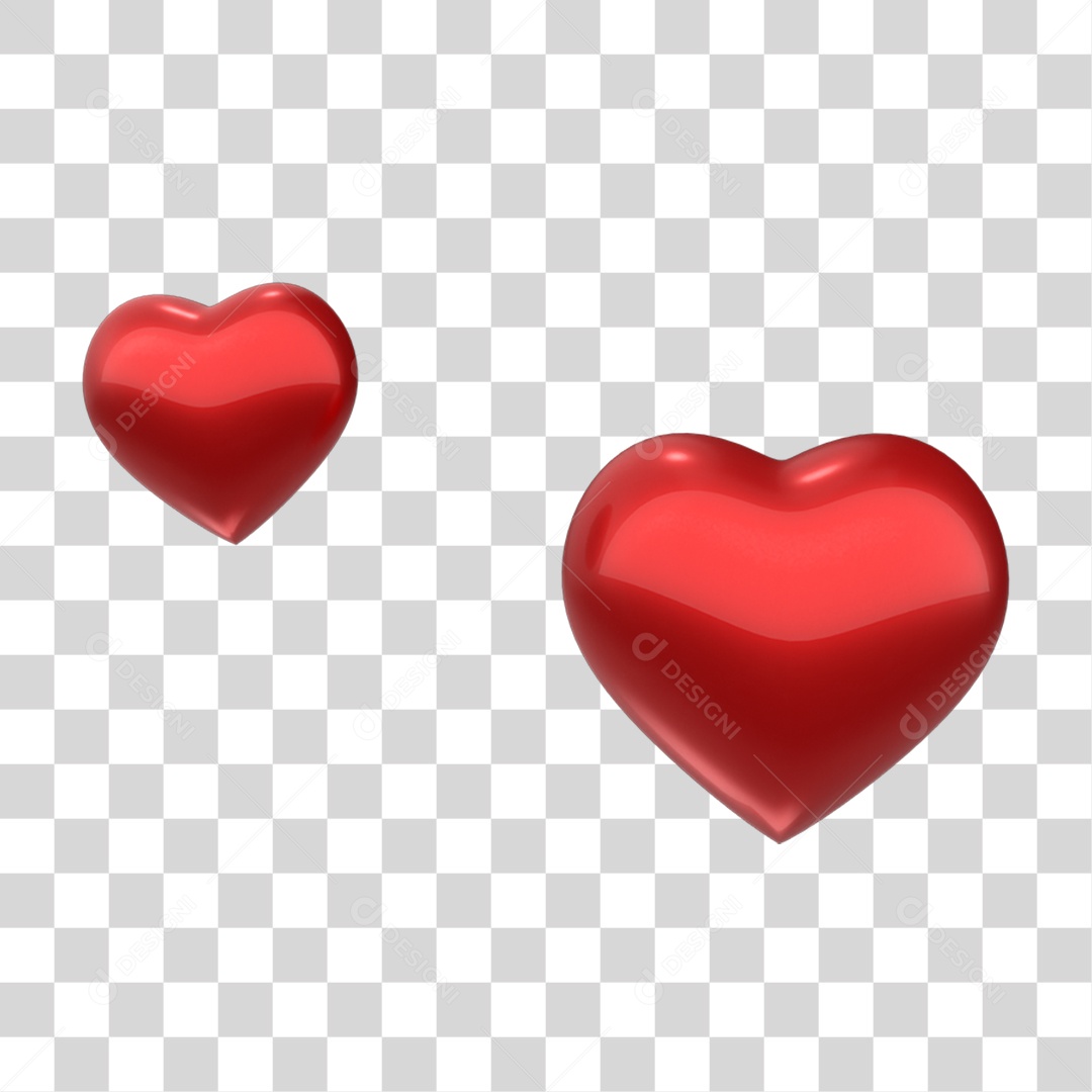 Elemento 3D Coração PNG Transparente