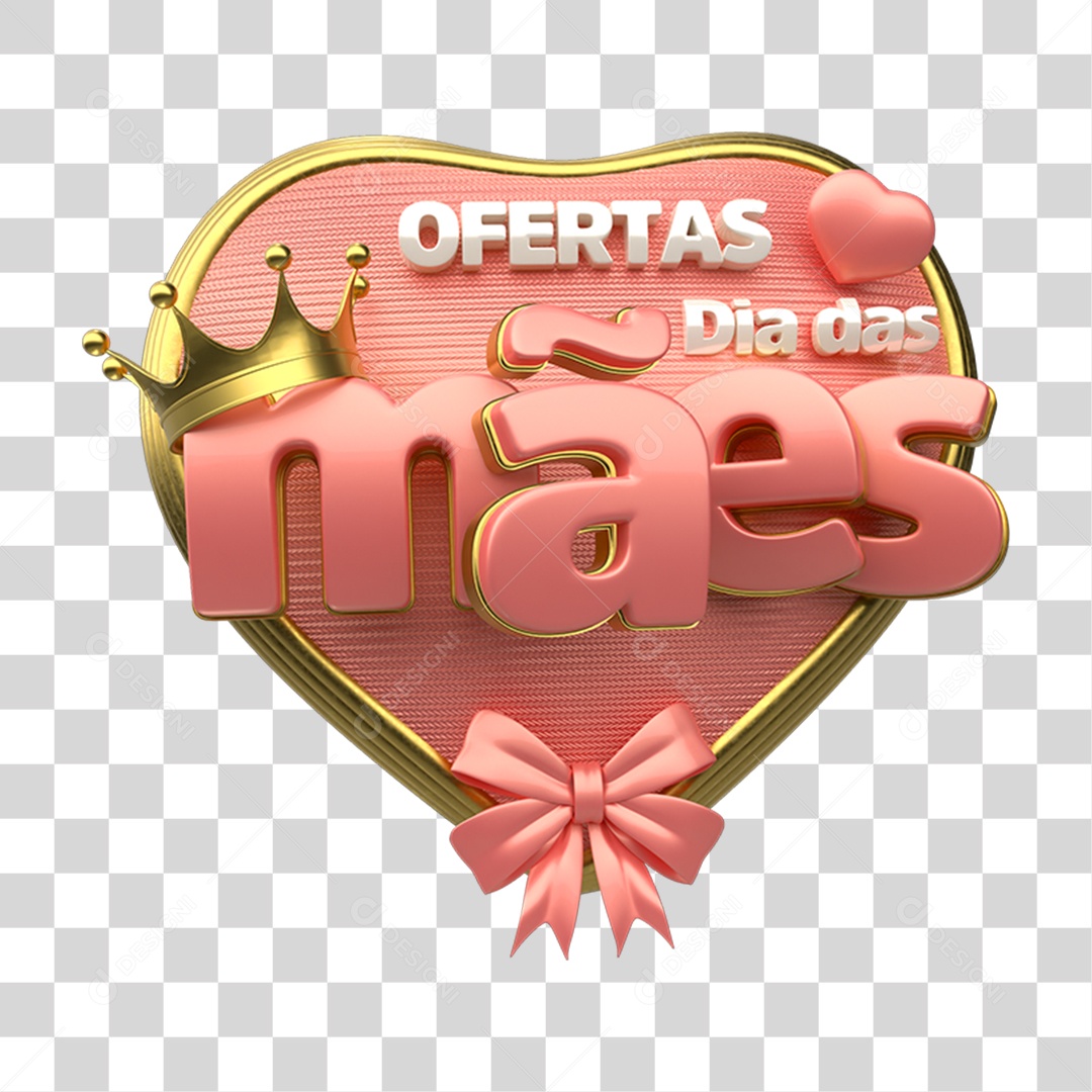 Selo 3D Dia das Mães PNG Transparente