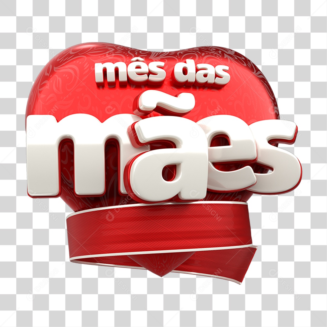 Selo 3D Mês das Mães PNG Transparente