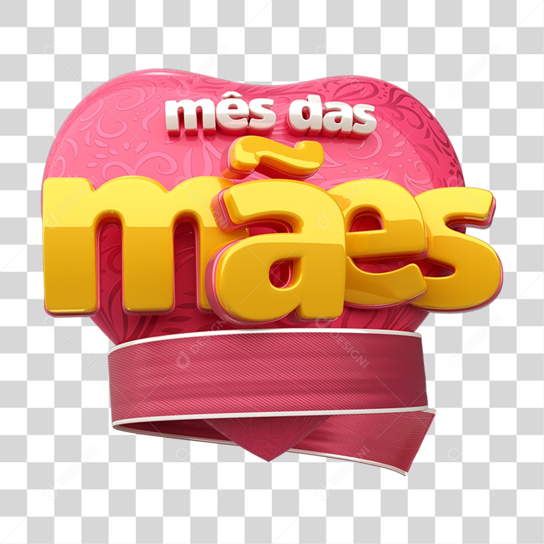 Selo 3D Mês das Mães PNG Transparente