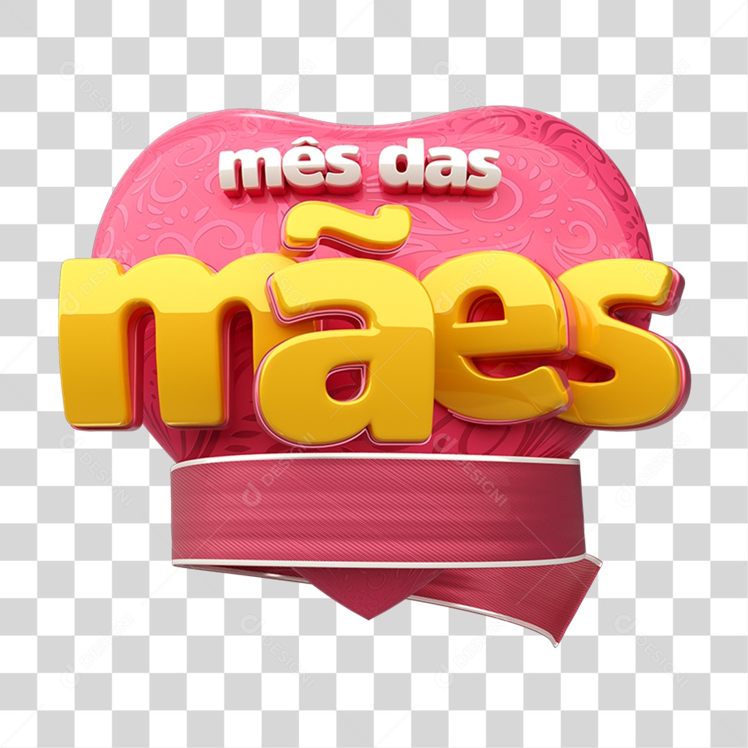 Selo 3D Mês das Mães PNG Transparente