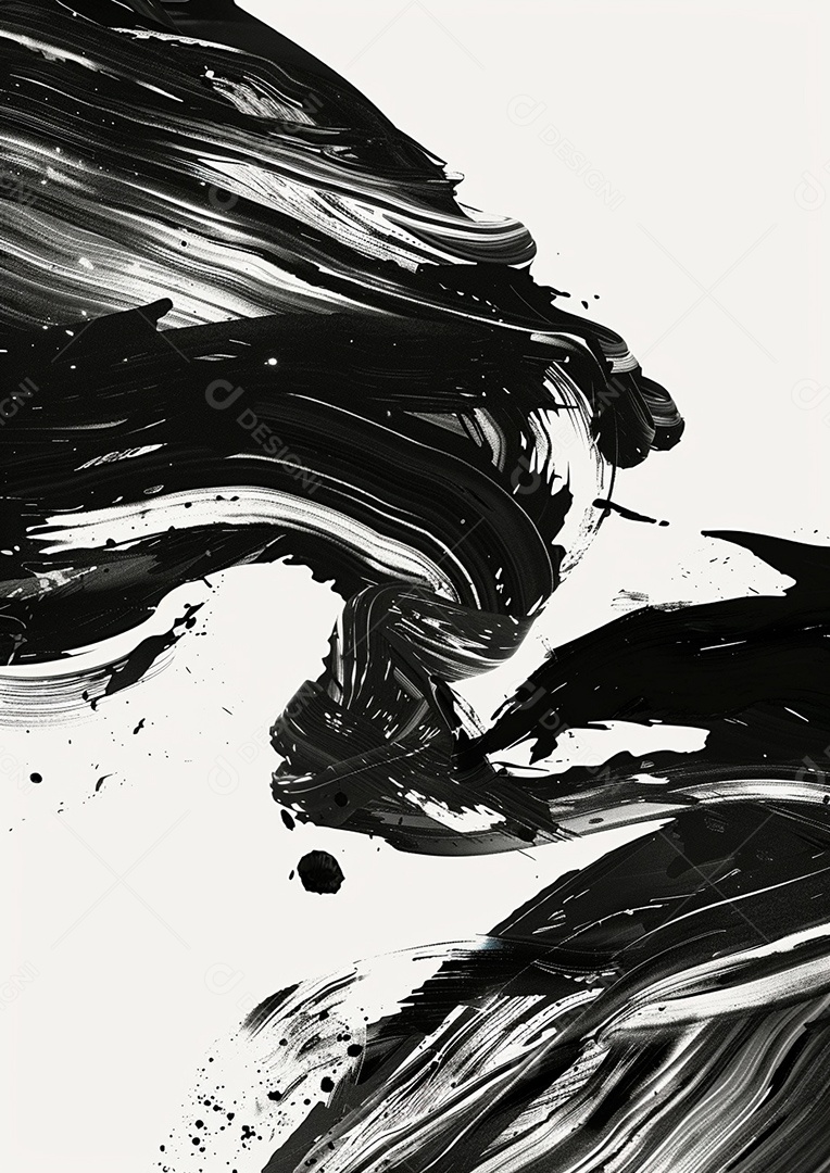 Pôster abstrato em preto e branco em negrito