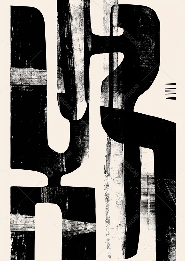 Pôster abstrato em preto e branco em negrito