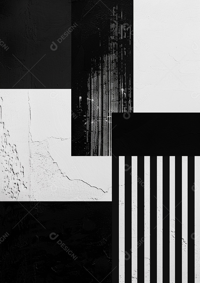 Pôster abstrato em preto e branco em negrito