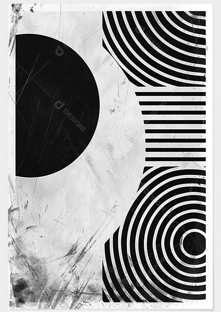 Pôster abstrato em preto e branco em negrito