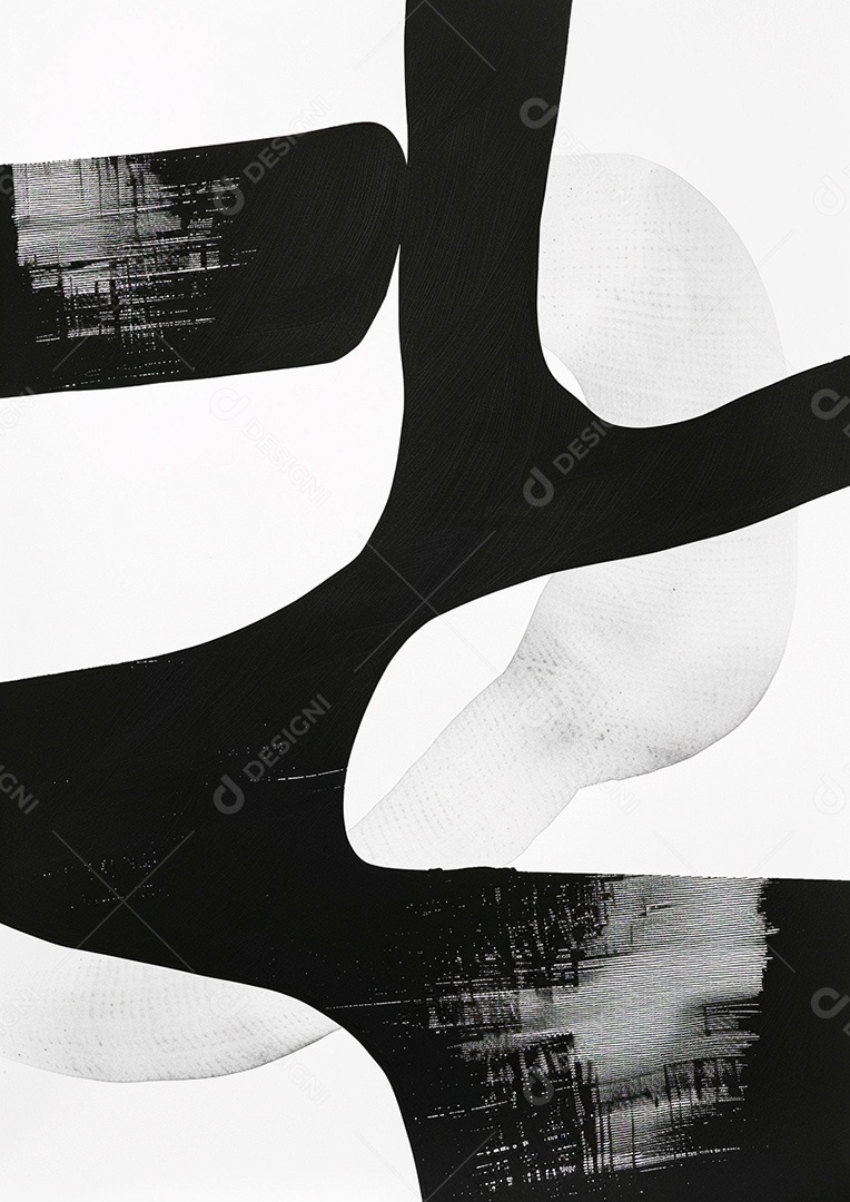 Pôster abstrato em preto e branco em negrito