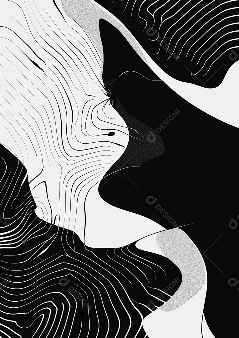 Pôster abstrato em preto e branco em negrito