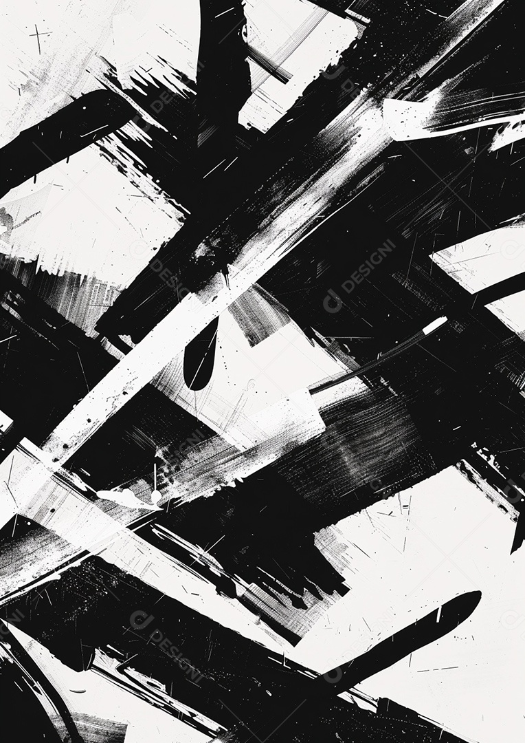 Pôster abstrato em preto e branco em negrito