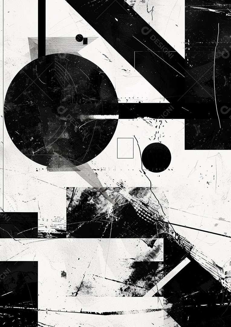 Pôster abstrato em preto e branco em negrito