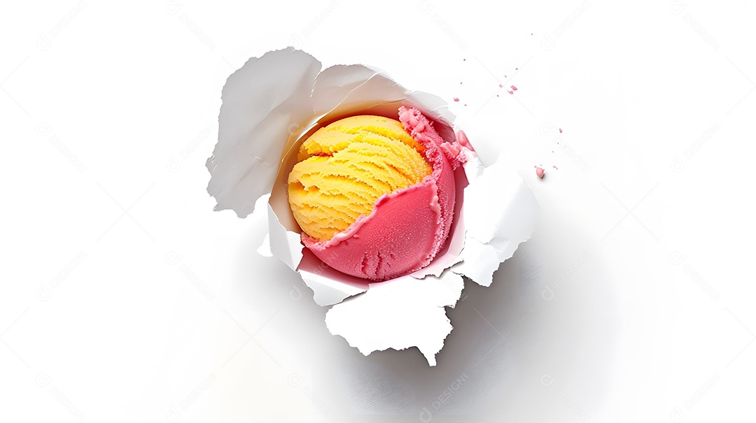 Bandeira de sorvete de tigela enfiando a cabeça para fora