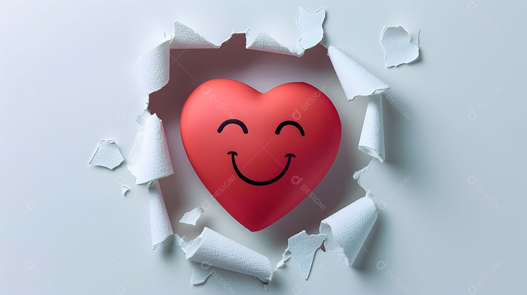 Coração feliz enfiando a cabeça para fora