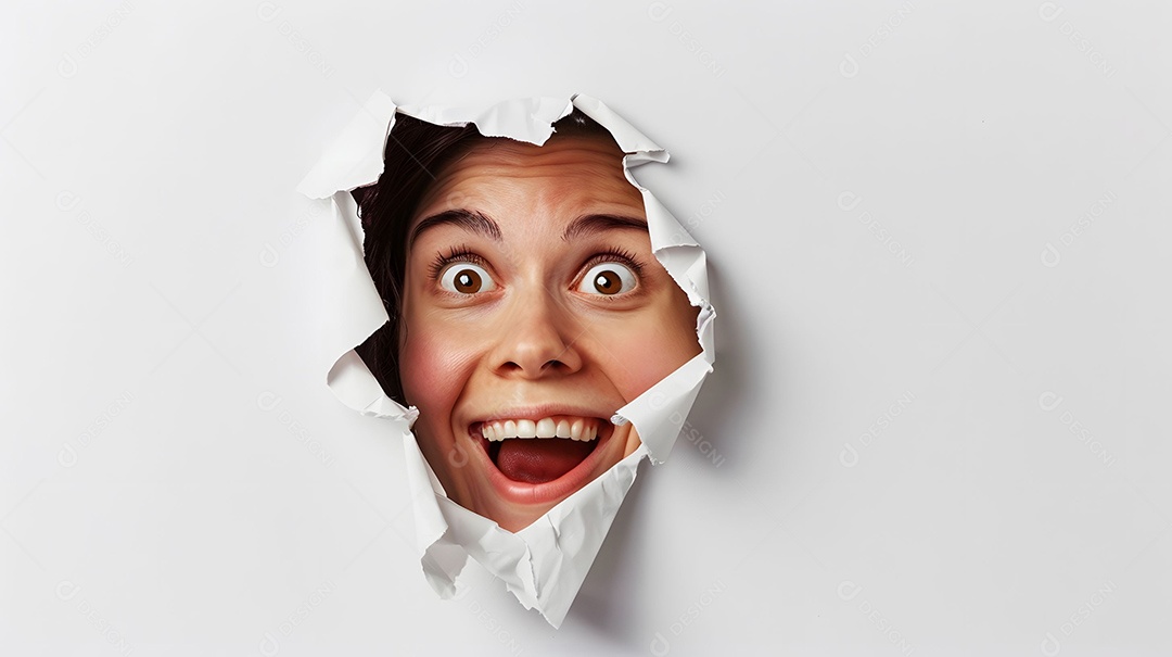 Mulher jovem enfiando a cabeça para fora da casa