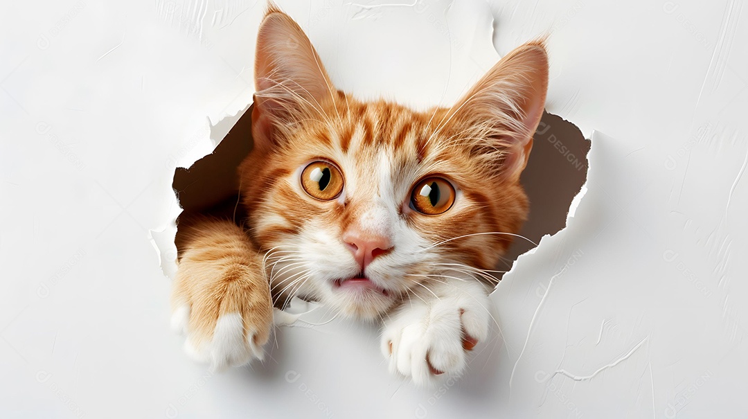 Gato enfiando a cabeça para fora da casa