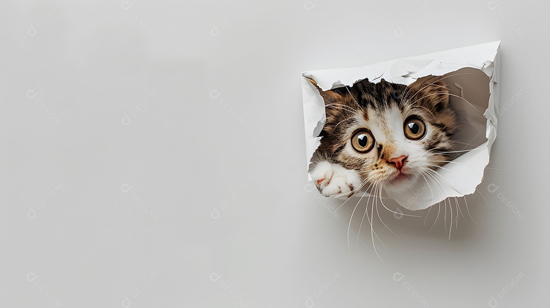 Gato enfiando a cabeça para fora da casa