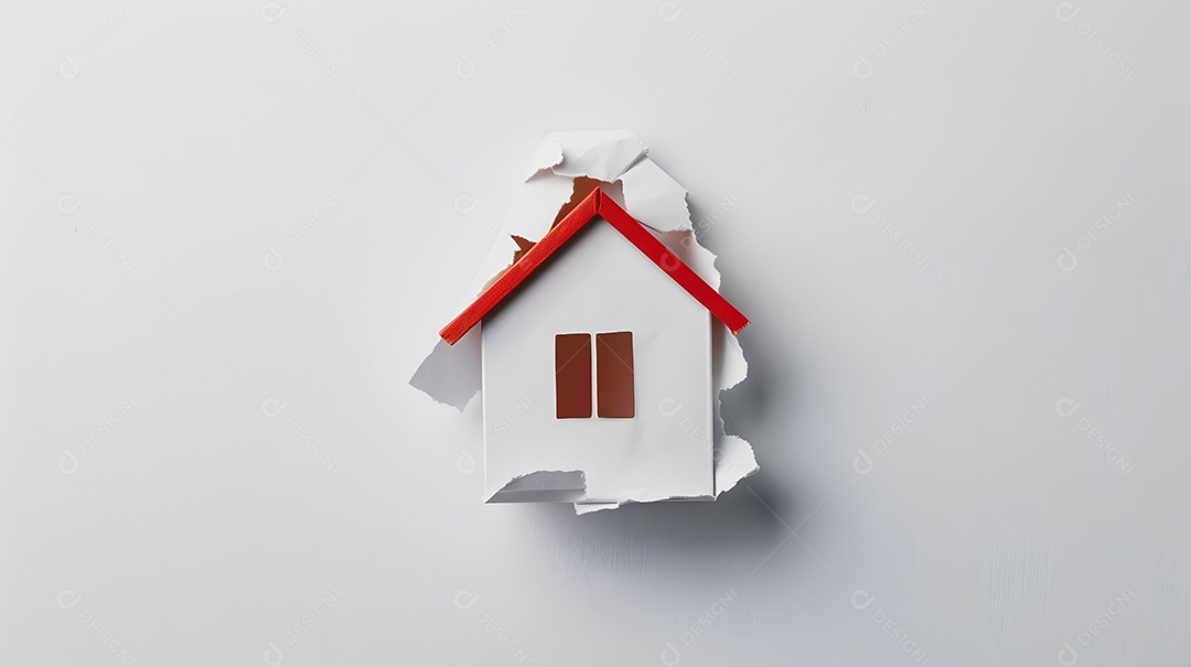 Casa enfiando a cabeça para fora do buraco