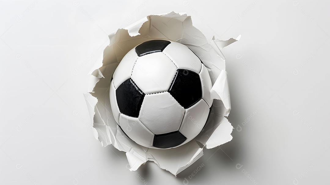 Bola de futebol feliz enfiando a cabeça para fora